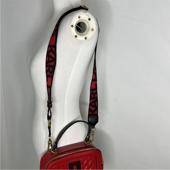 Karl Lagerfeld Paris Red Simone Camera Bag - Picture 3 of 7